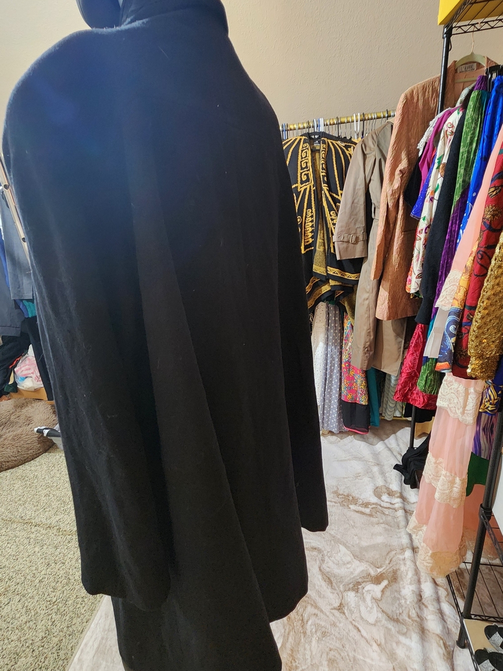 Vintage 80s ALORNA 100% Wool Cape Coat Braided Trim Avant Garde M/L - Picture 7 of 13